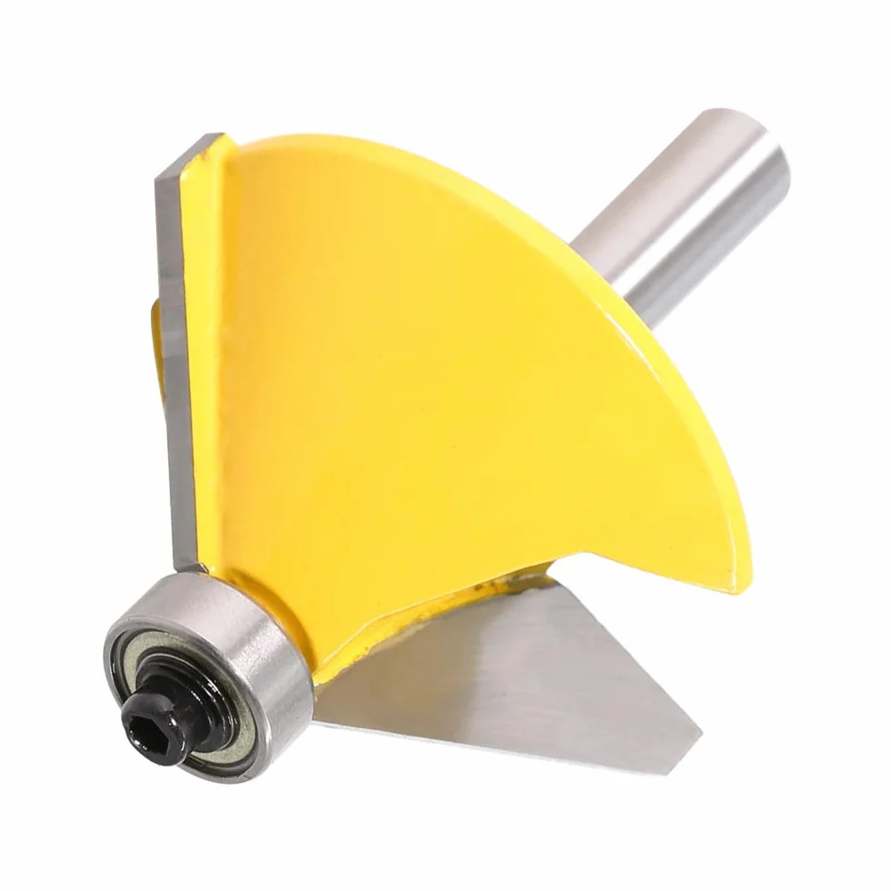 Punta per router smussatura/bisello a 45 gradi con gambo da 8mm, fresa per smussatura fresa per scanalature punta per router strumento per taglio del legno con cuscinetto a sfera