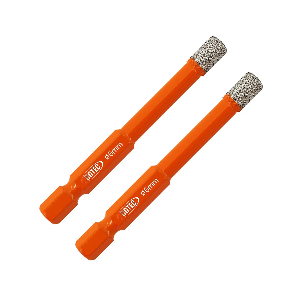 BGTEC Punte Elicoidali Diamantate a Secco con Attacco Esagonale a Cambio Rapido per Gres Porcellanato Mattone in Marmo Ceramico 2 pezzi Diametro 6 mm