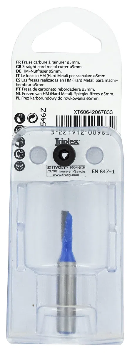 Tivoly XT60642067833 - Fresa per fresa dritta, 1 tagliente rettificato a diamante, Ø 5 mm