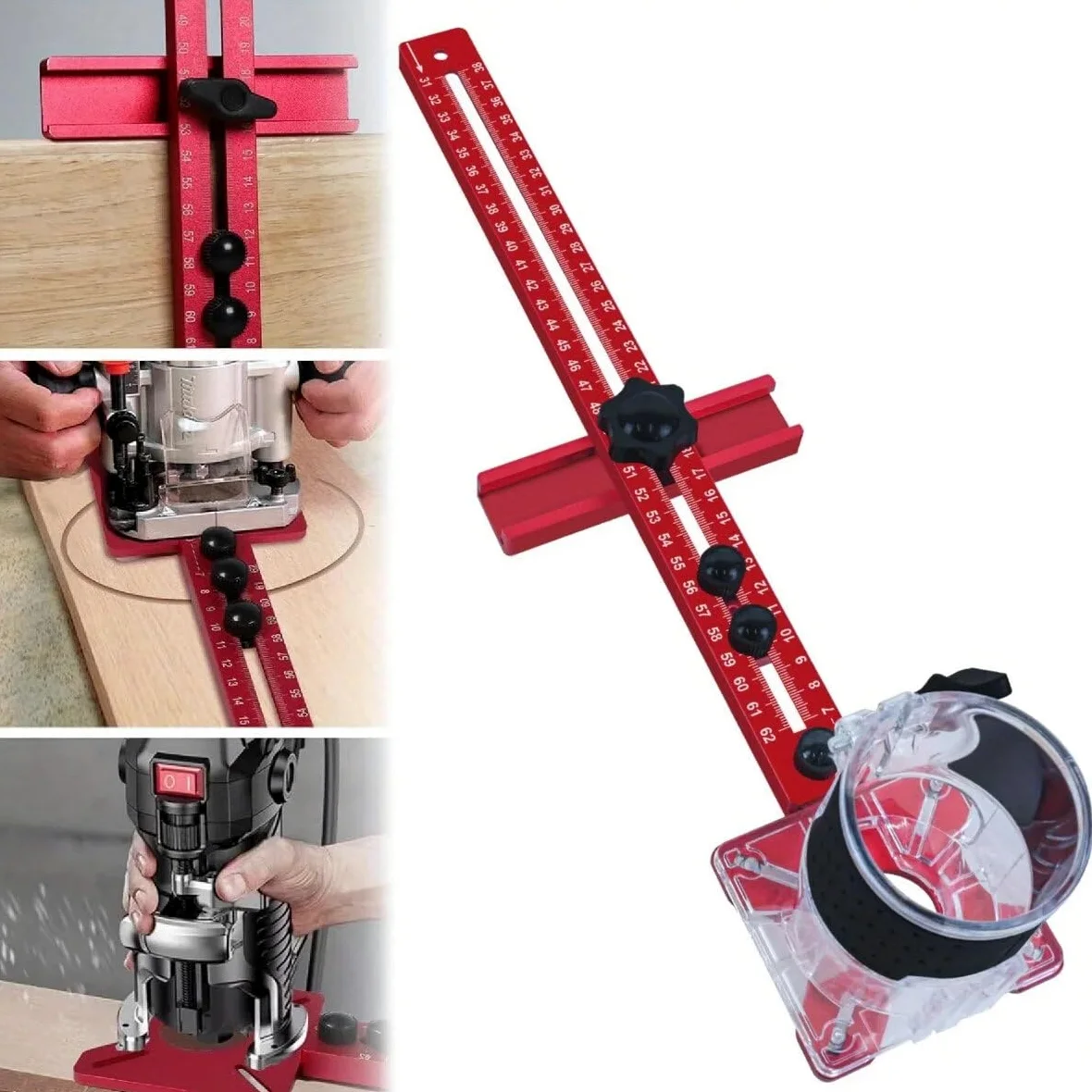 4 in 1 Router Fresatura Groove Bracket Cabinet Hardware Jig Router Alluminio Circle Cutting Jig Punch-Router Fresatura Groove Bracket (metrico)