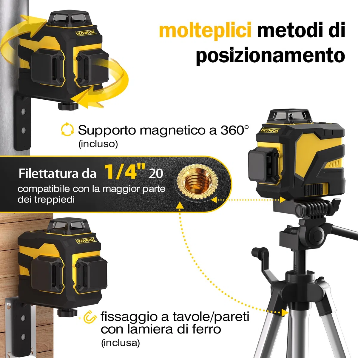 Livella Laser Autolivellante 3x360° Cross Livello Laser Verde Modulo Doppia Linea Verticale/Orizzontale, Laser 5200mAh Batteria al Litio e Staffa Girevole Magnetica,Telecomando