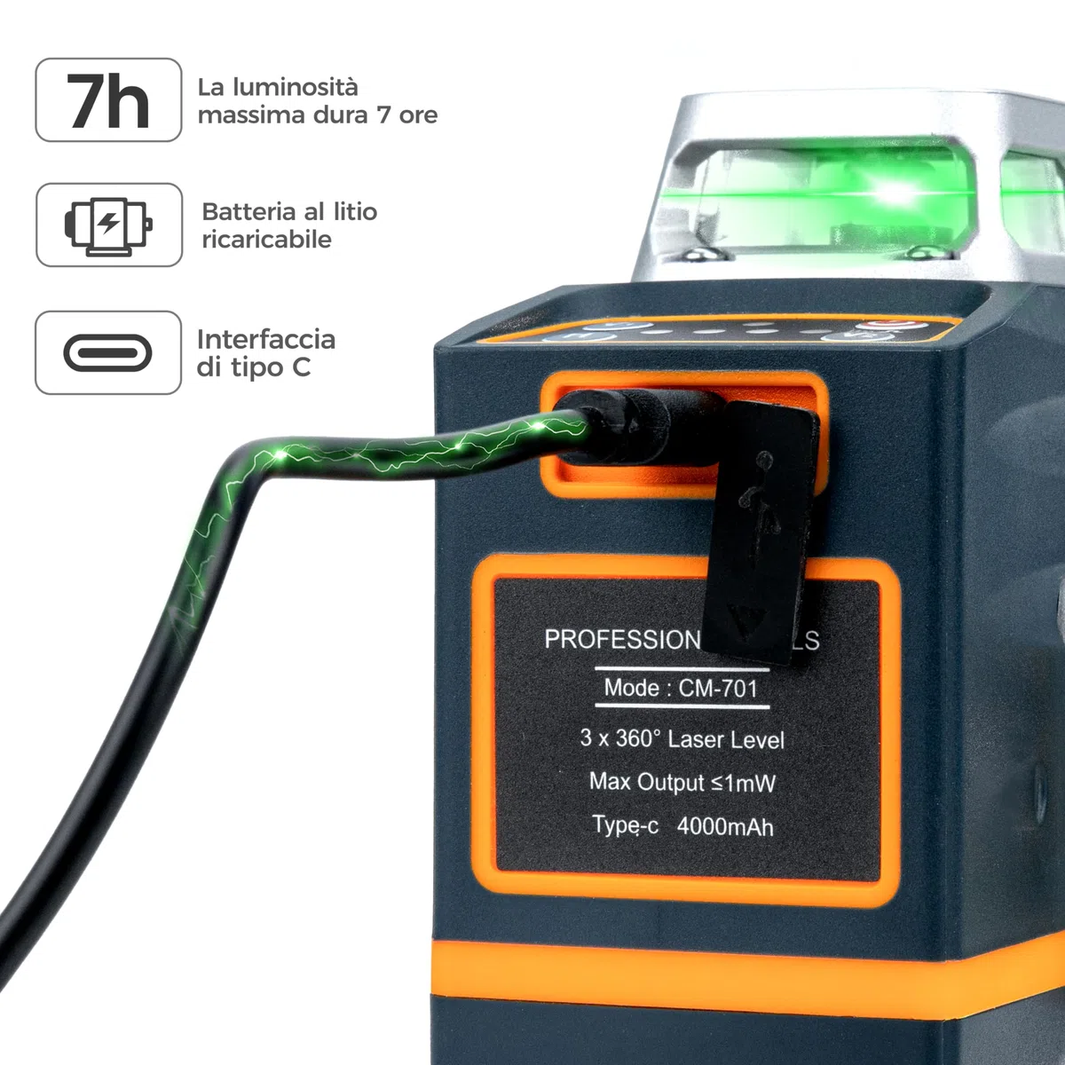 Livella Laser Autolivellante 3x360°, CIGMAN Livello Laser, Gamma di Lavoro: 30M, con Telecomando, Supporto Magnetico e Rotante, Batteria Incorporata dello Li-ione