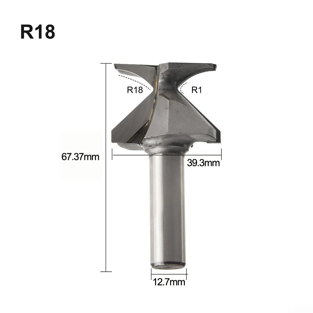 Punta per pialla per legno, fresa per fresa flycutter per appiattimento e coniglio, codolo da 12 mm, per piegatura ad arco integrata, per lavorazione del legno professionale (R18)