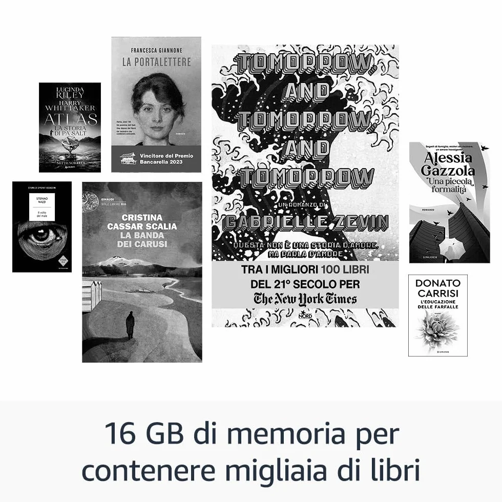 Amazon Kindle (Ultimo modello) - Il più leggero e compatto, con schermo antiriflesso, cambio pagina più rapido, illuminazione frontale regolabile - 16 GB - Con pubblicità - Nero