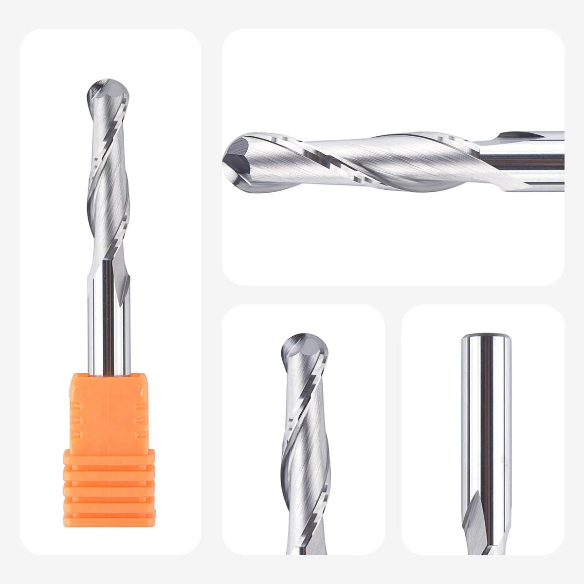 SpeTool Fresa con punta a sfera 6mm Diametro di taglio 6mm Gambo 24mm Lunghezza di taglio Doppio flauto Fresa in metallo duro integrale per incisione su intaglio per la lavorazione del legno fai da te