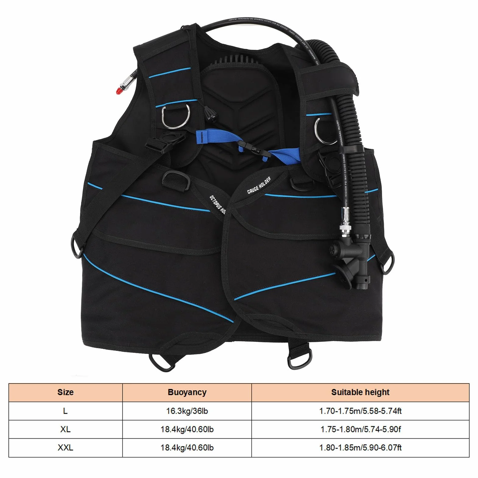 VGEBY GAV per Immersioni Subacquee, Giubbotto Sub Regolabile BCD Dispositivo Compensatore di Galleggiamento per Immersioni