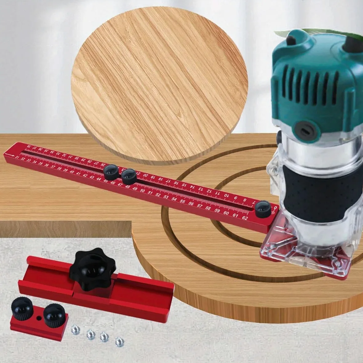 4 in 1 Router Fresatura Groove Bracket Cabinet Hardware Jig Router Alluminio Circle Cutting Jig Punch-Router Fresatura Groove Bracket (metrico)