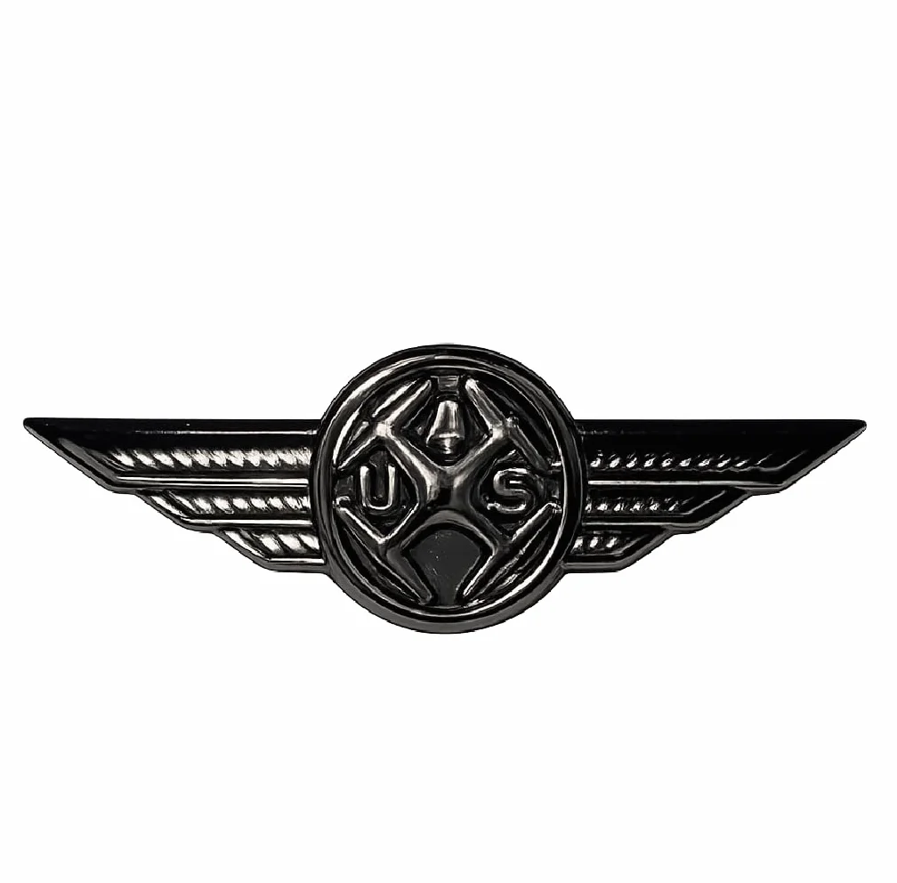 Brevetto Pilota Drone UAS misura media cm 5 - Distintivo Wings UAS Operator - Spilla in scatola elegante