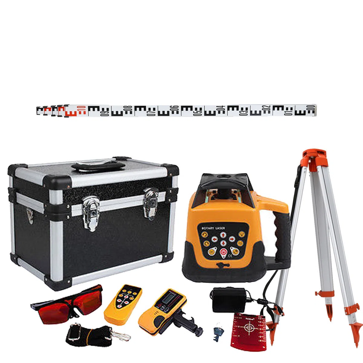 Samger Laser Autolivellante con 1.65 Treppiede in Alluminio Asta da 5m Set Livella Laser Rotante Rosso 360 Gradi con Ricevitore, Area di Lavoro di 500m