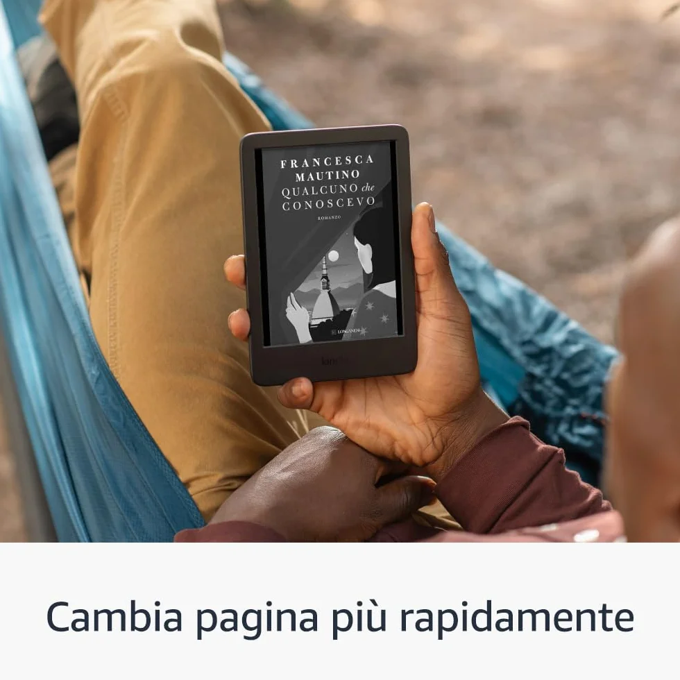 Amazon Kindle (Ultimo modello) - Il più leggero e compatto, con schermo antiriflesso, cambio pagina più rapido, illuminazione frontale regolabile - 16 GB - Con pubblicità - Nero