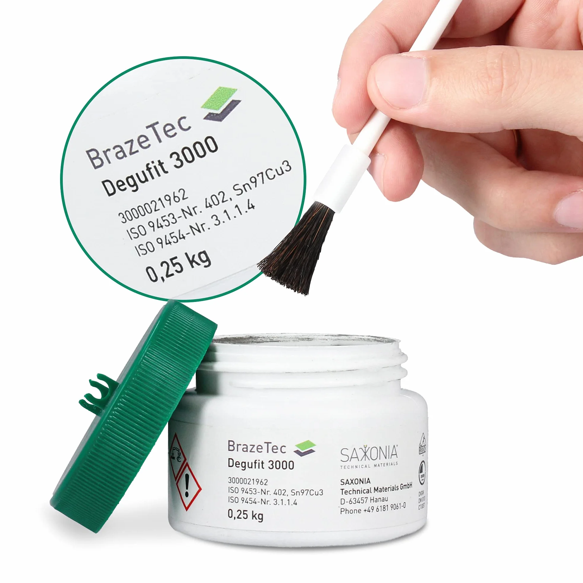 Flusso di saldatura Flussmittel Lötpaste Degufit 3000 Pasta per saldatura a bassa temperatura 250g con pennello per l'installazione di tubi dell'acqua potabile con tubi di rame | Flusso di saldatura