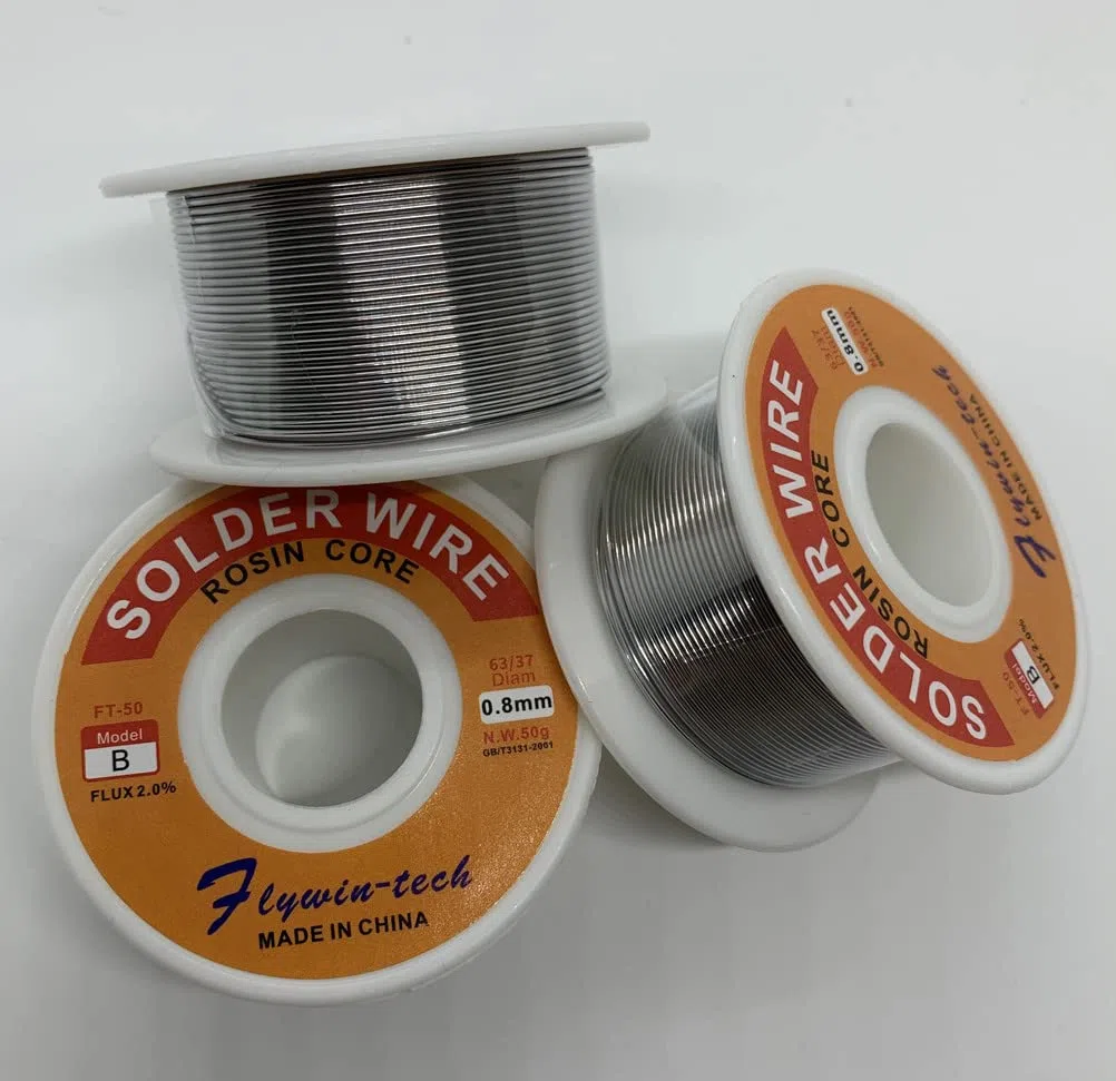 Filo per saldatura con nucleo in colofonia 63/37, 0,8mm, 50g, 2,0% di flusso set di fili per saldatura per il fai da te elettronico (confezione da 4)