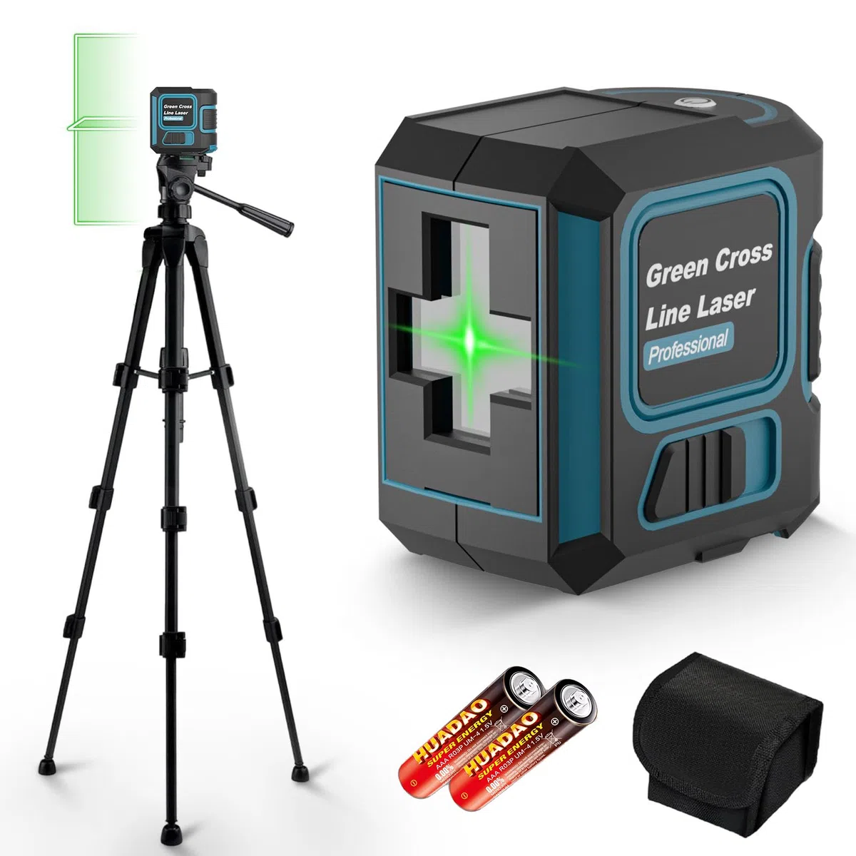 Livella Laser con Treppiede, Livella Laser Autolivellante 360, Laser Verde, IP54 Impermeabile, Luminosità Regolabile Livello Laser per Cantieri Edili, Interior Design (Include 2 Batterie AA)