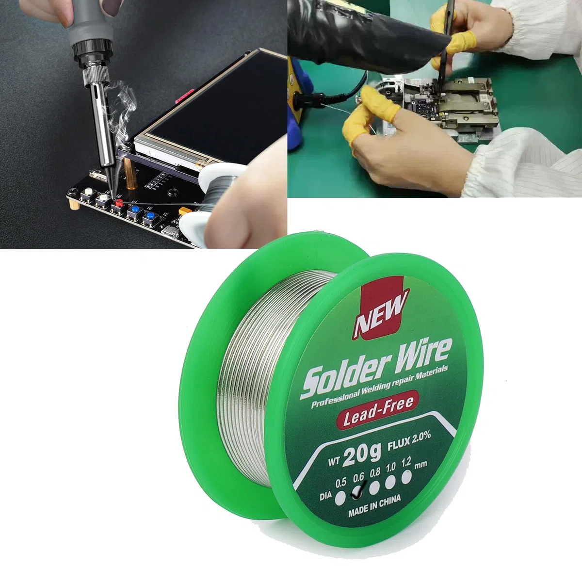 Filo per Saldatura Senza Piombo,30g Filo Sottile Sn99.3 Cu0.7 con Anima in Colofonia da 0,6 mm, Filo Elettronico Più Flusso (0,6 mm 20g)