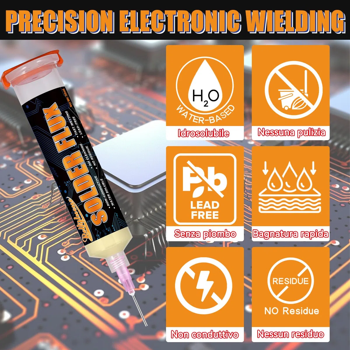Stagno per Saldare, Flussante per Saldatura a Stagno, 1 Pacchi Pasta Saldante Stagno, Senza Pulizia Flussante per IC/CPU/PCB/LED/BGA/SMD Saldatura e Riparazione Elettronica di Precisione