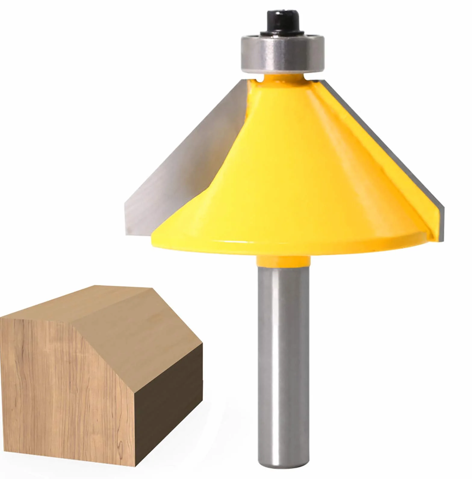 Punta per router smussatura/bisello a 45 gradi con gambo da 8mm, fresa per smussatura fresa per scanalature punta per router strumento per taglio del legno con cuscinetto a sfera
