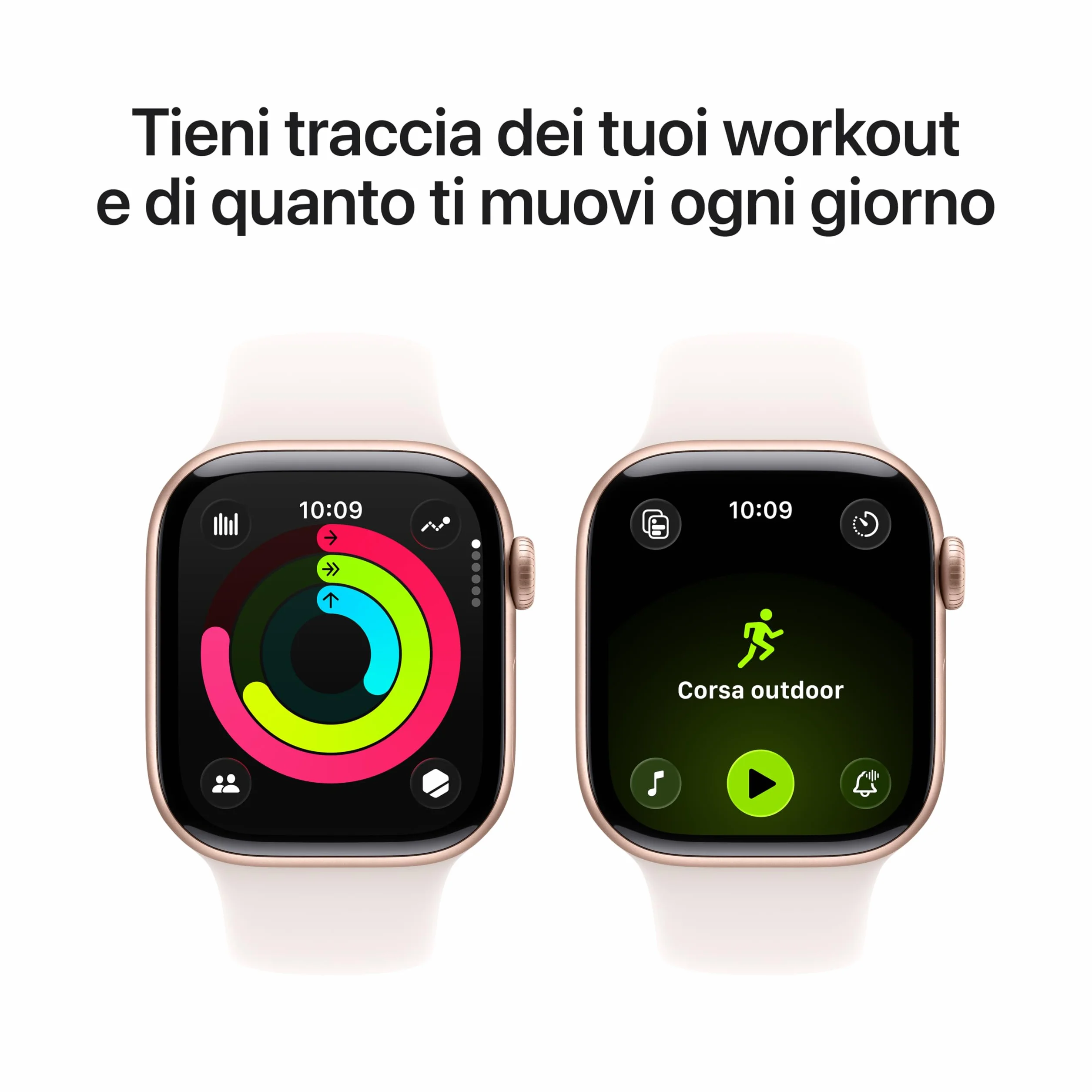 Apple Watch Series 11 GPS, Cassa 42 mm in alluminio color oro rosa con Cinturino Sport rosa fard - S/M