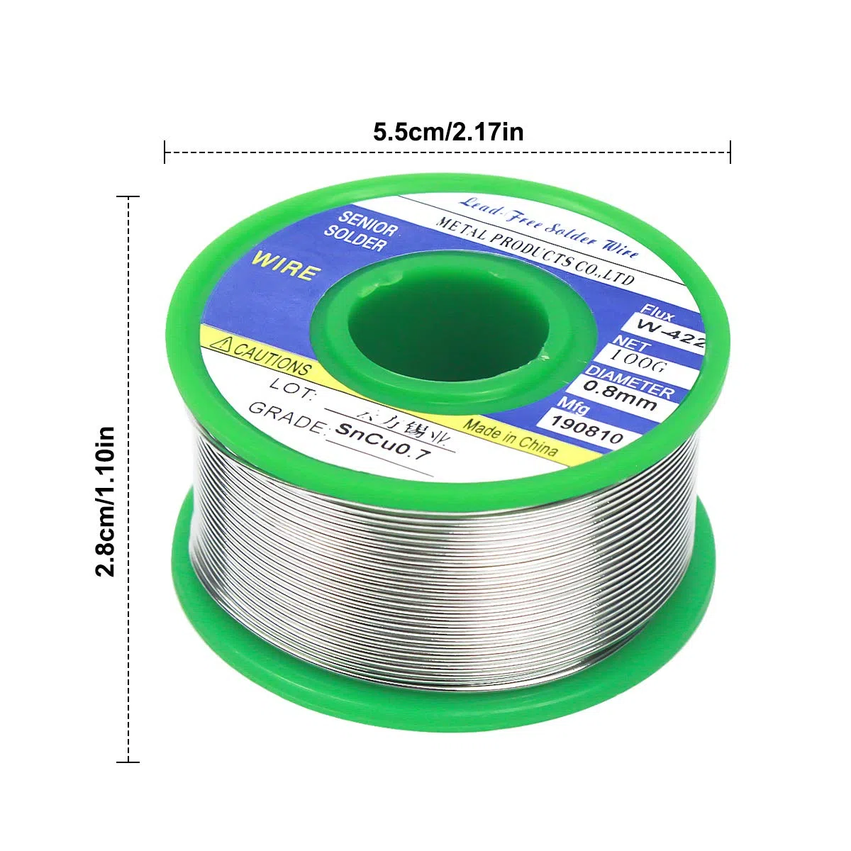 Filo di Saldatura Senza Piombo 0,8 mm, Stagno per Saldare con Anima di Colofonia 100g, Filo per Saldatura Elettrica Sn 99,3% Cu 0,7%, Filo Stagno per Lavori di Saldatura Elettronica