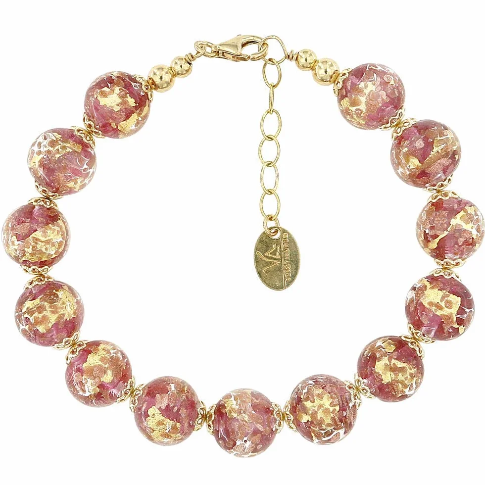 Venetiaurum - Bracciale per Donna Con Sfere 12mm In Vetro Originale Di Murano E Argento 925 - Gioiello Made In Italy Certificato