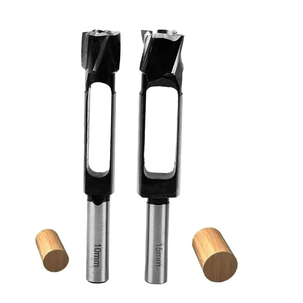 Set di 2 punte da trapano per tenoni e tasselli profondi, fresa per tasselli in legno con gambo tondo da 1/2" per la lavorazione del legno e la realizzazione di mobili con tasselli (2PC,10MM+15MM)