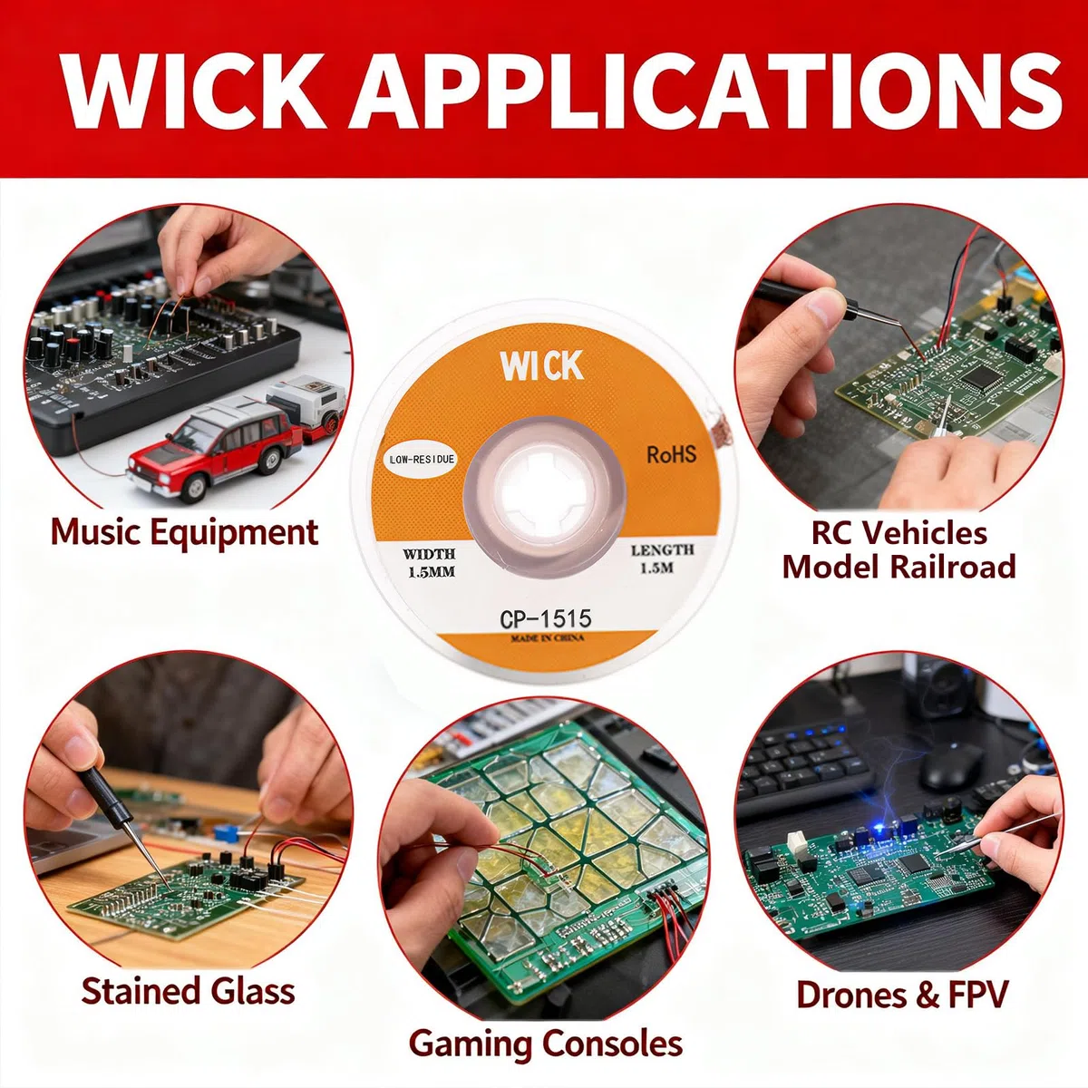 Set Da 6 Trecce Dissaldanti, Solder Wick Di Alta Qualità, Dimensioni Multiple (1.5/2/2.5/3mm), Per Rimuovere Stagno, Per Professionisti E Hobbisti