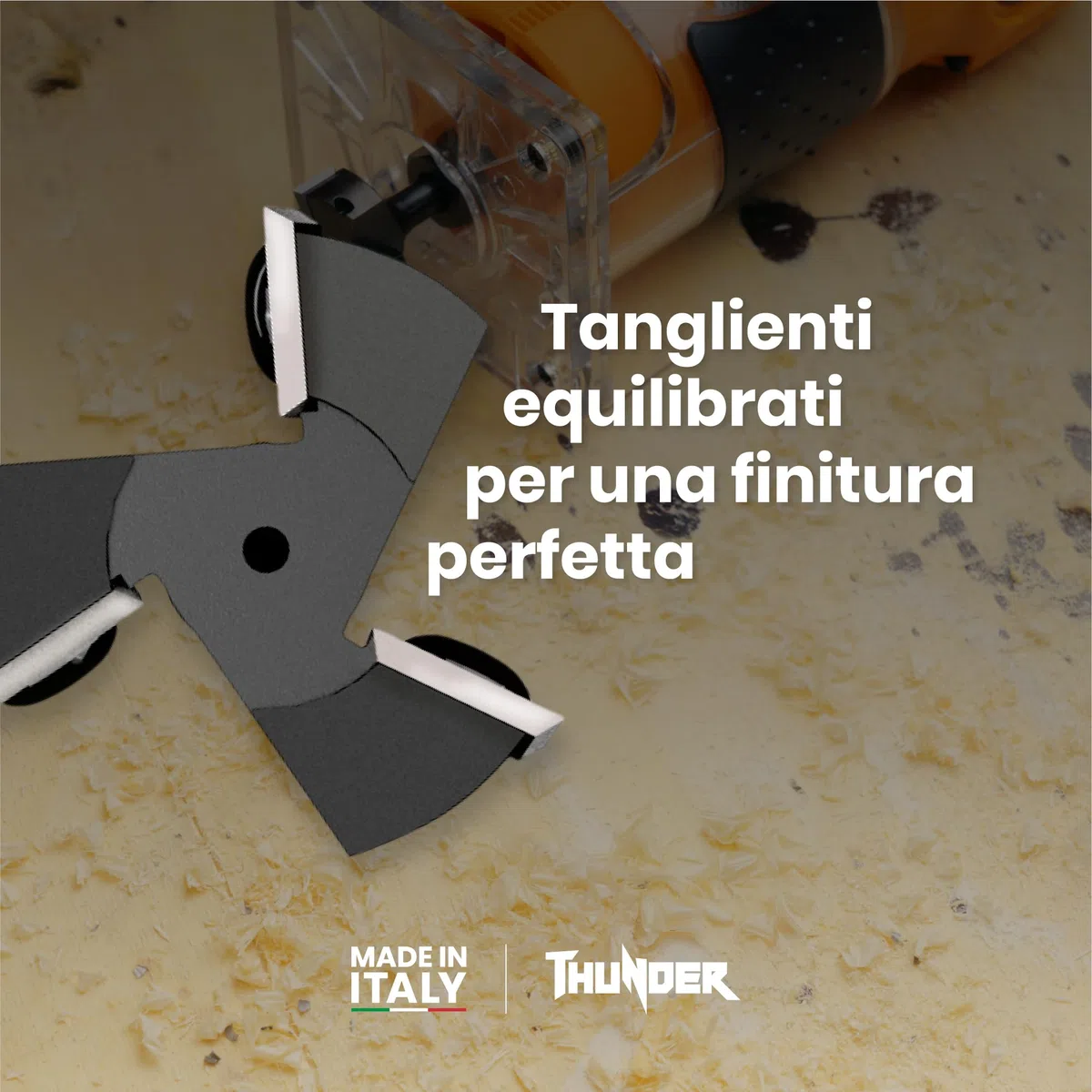 LegnoTools Thunder – Fresa per spianare legno diametro 35 mm, gambo 8 mm, con 3 inserti intercambiabili in metallo duro 10.5 mm – per livellare, bordi e scanalature – per CNC e fresatrice verticale