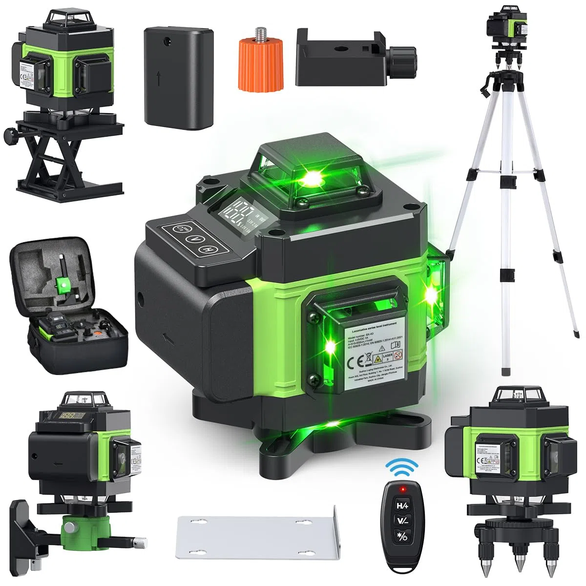 Laser a linee incrociate con treppiede, laser 4D multifunzionale con 16 linee, macchina autolivellante, dispositivo di livellamento con batteria al litio ricaricabile tramite USB