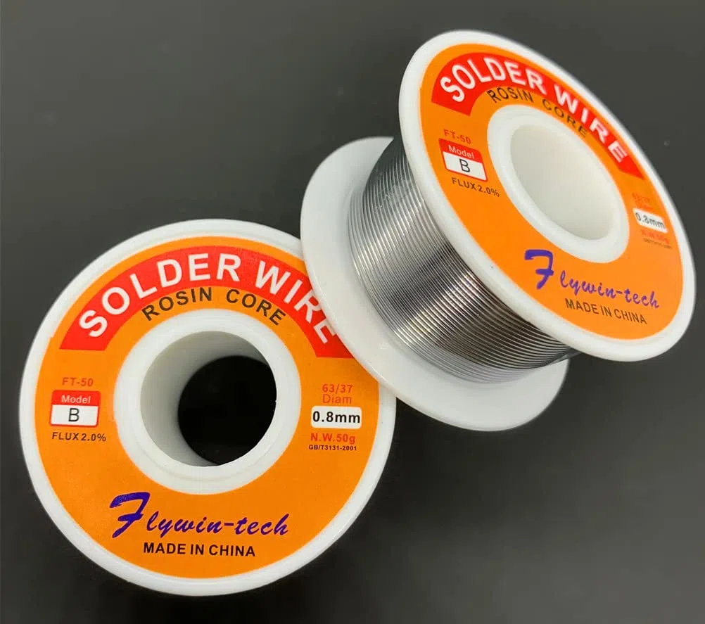 Filo per saldatura con nucleo in colofonia 63/37, 0,8mm, 50g, 2,0% di flusso set di fili per saldatura per il fai da te elettronico (confezione da 4)