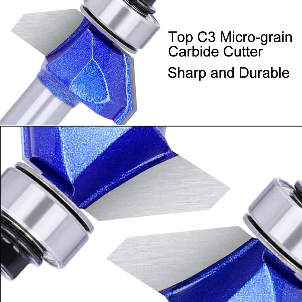 ASNOMY Set di 4 punte per fresatrice con codolo da 8 mm, Fresa per Smussare angolo di 45 gradi, metallo duro fresa modellante per carpenteria, smussatura, lavorazione del legno