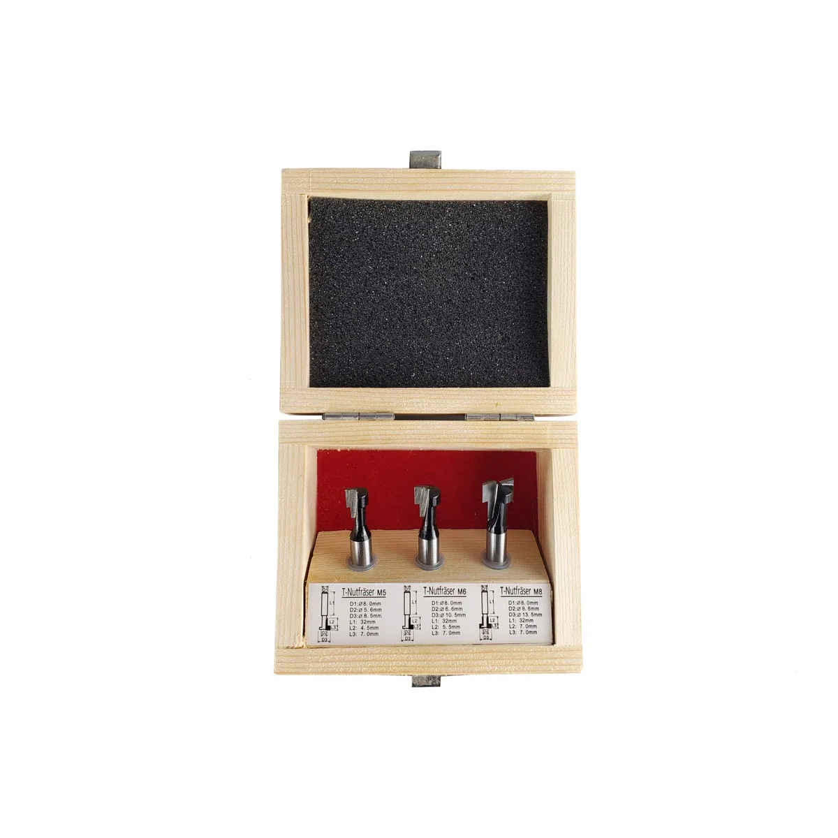 STIER Set di frese per scanalature a T, 3 pezzi M5 M6 e M8, gambo 8 mm, per fresatrici, frese per scanalature a T, fresa scanalatura T