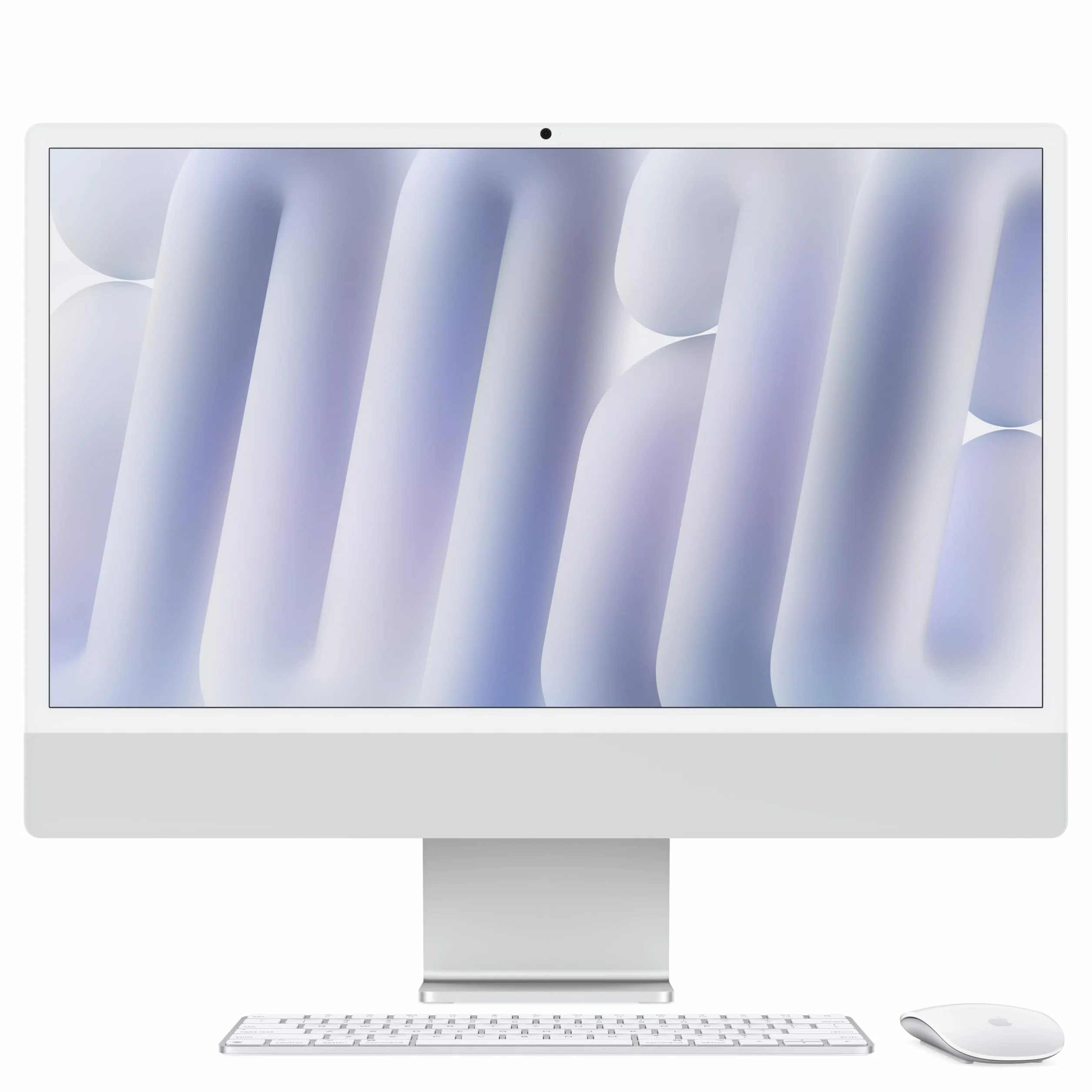 Apple iMac Computer desktop all-in-one: Chip M4, CPU 8-core e GPU 8-core: display Retina 24'', 16GB di memoria unificata, 256GB di archiviazione SSD, con accessori. Per iPhone/iPad; Argento