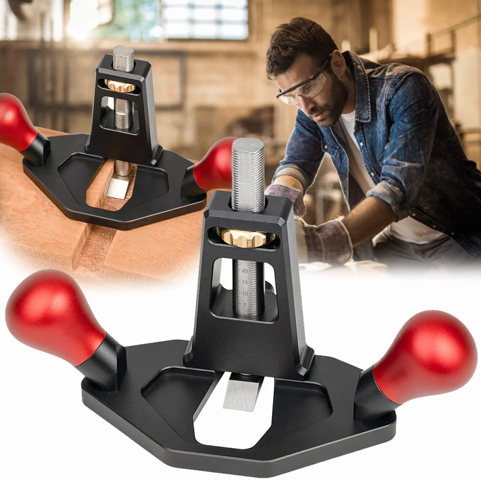 Router a Mano, Router a Mano Hobe Aeroplano Plane Strumento per Lavorazione Legno a Piano Portatile con Acciaio Inossidabile di Alta Qualità per Legno Profondità Regolabile