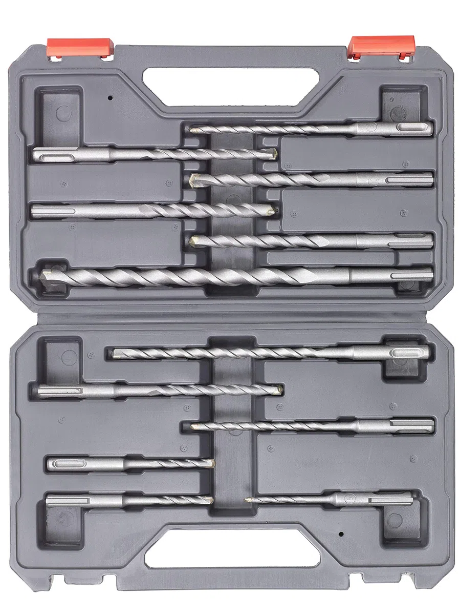 Einhell - Set di 12 punte per trapano (accessori per martello perforatore, adatto per martelli con attacco SDS Plus, con 12 punte per pietra in metallo, consegna in pratica valigetta