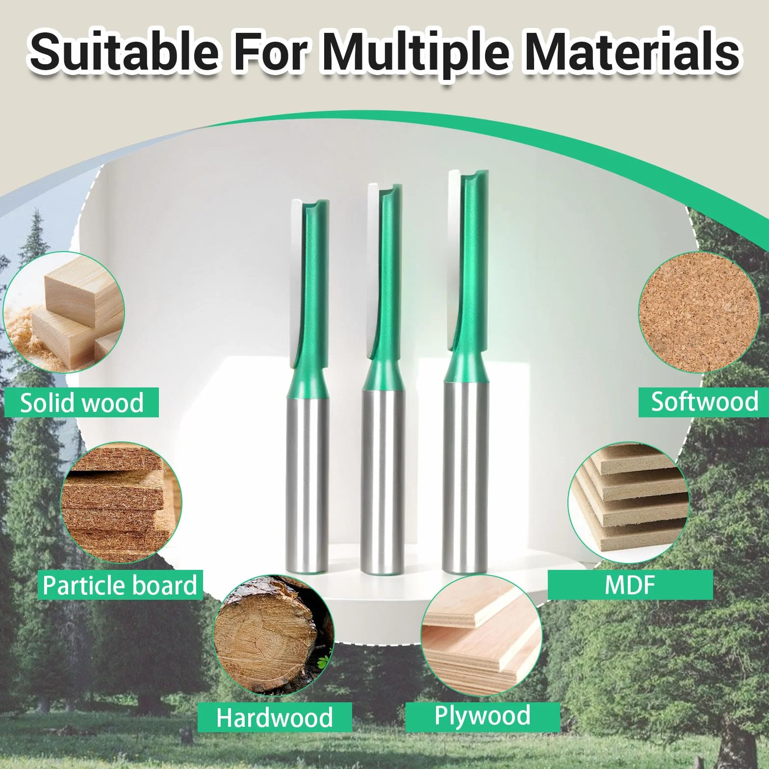 Set 6 Pezzi Frese per Legno a Doppio Flauto, Gambo 8mm per Scanalature Dritte - Fresatrice Verticale,Banco Fresa,per Legno Duro/MDF/Compensato,Accessori Professionali Fai Da Te