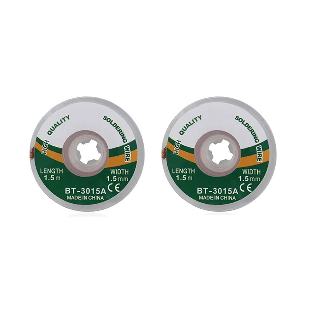 2 Pezzi di stoppino per Saldatura, stoppino per per Rimuovere la Saldatura e smontare i componenti elettrici, Treccia per stoppino per Saldatura Non Pulita (Larghezza: 3 mm, Lunghezza: 60')