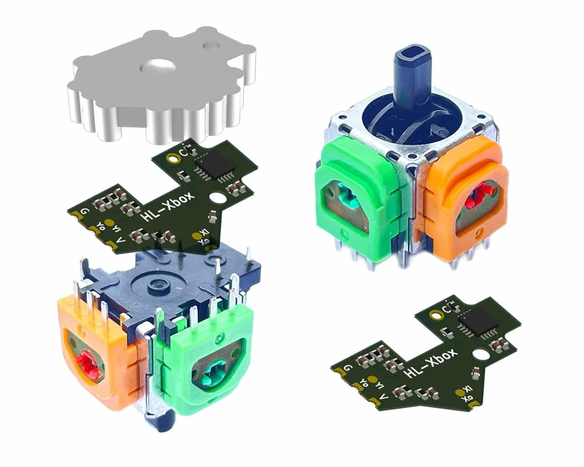 ElecGear 2 x TMR Joystick e piastra riscaldante dissaldante di ricambio per controller Xbox One, PCB di calibrazione, stick di controllo Hall TMR e strumenti di riparazione stoppino di saldatura