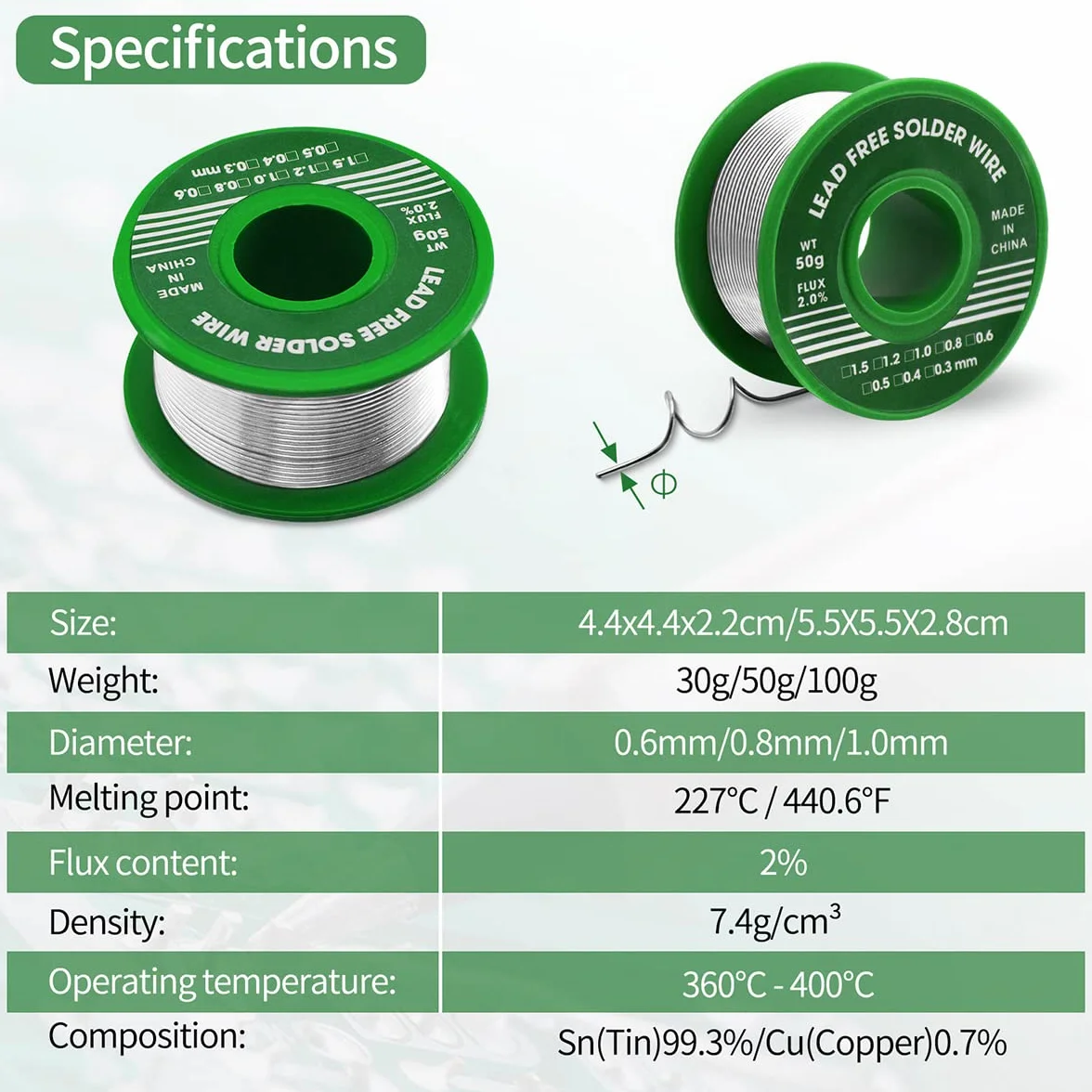 Meccion Filo Stagno per Saldature 0,6mm 30g Filo di Saldatura Senza Piombo Sn 99,3% Cu 0,7% Filo per Saldatura a Nucleo di Flusso di Colofonia per Saldatura Elettrica e Fai da te