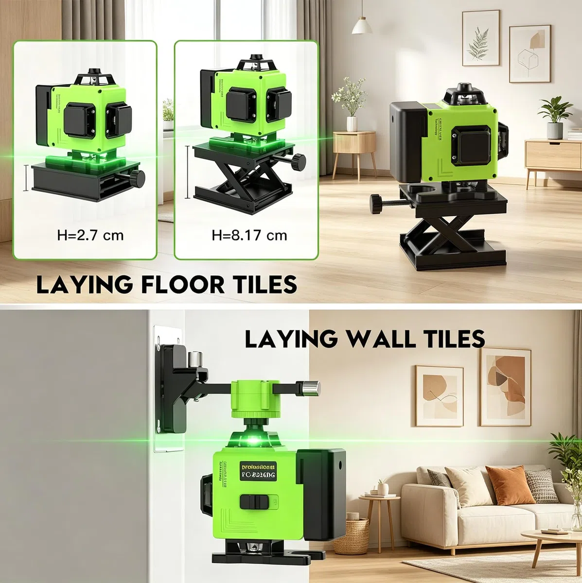 Livella Laser Autolivellante 16 Linee, 4 X 360 °Livello Laser Autolivellante Verde, 2 x Batterie, Autolivellante, Supporto rotante, Telecomando Cabina di rilevamento