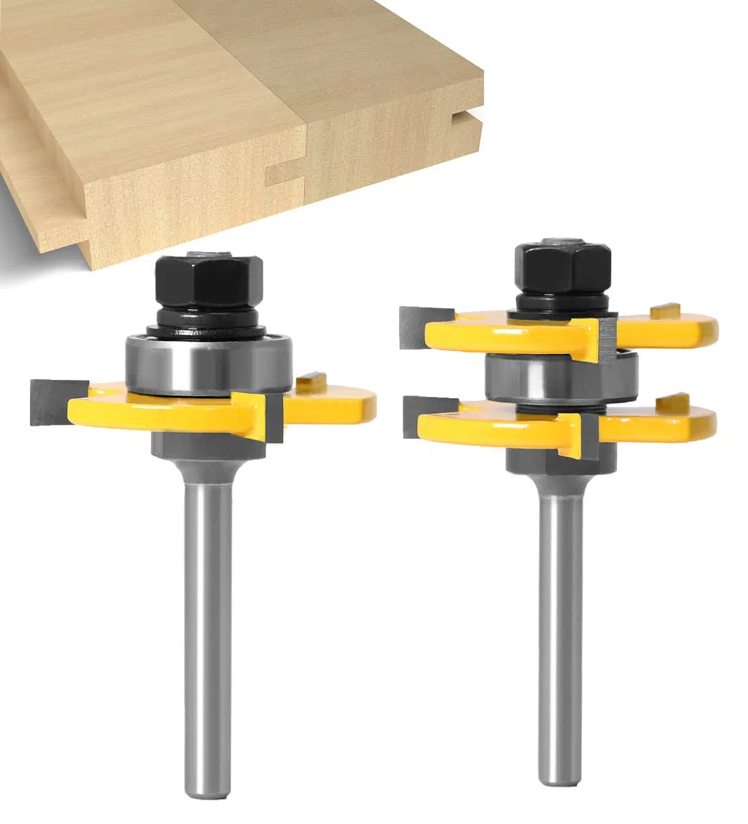 Fresa Scanalatura Set 6mm - APLUS 2Pz Fresa a Disco per Linguette e Scanalature, 3 Denti a Forma T Punte di Falegnameria, Strumento di Lavorazione del Legno e Fai da Te