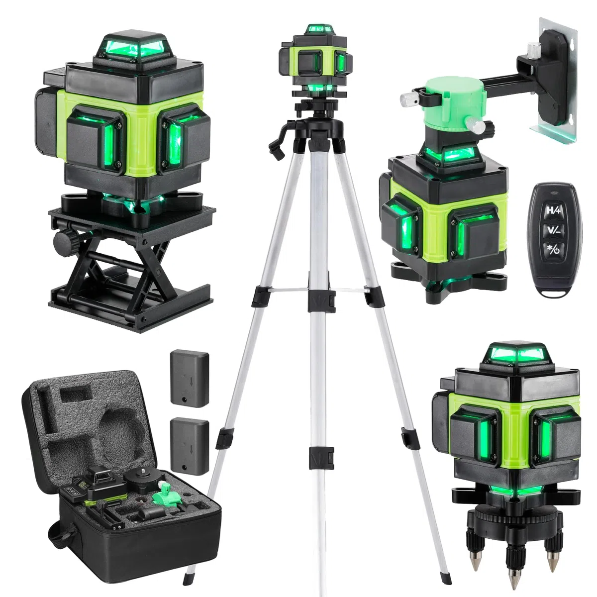 Weytoll Livella Laser 16 Linee Livella a Bolla IP54, Batteria da 2400 mAh x 2, con Treppiede Telescopico per la Posa di Piastrelle per Pavimenti, Divisori di Installazione