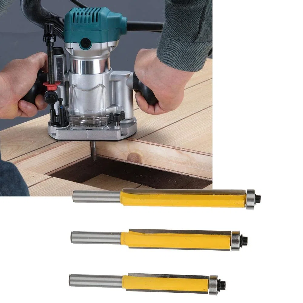 3 Pz set di frese con gambo 8 mm, Testa di taglio professionale in lega, Punta per pialla per il taglio del legno, Con cuscinetto, Utilizzato per la modellazione di linee di