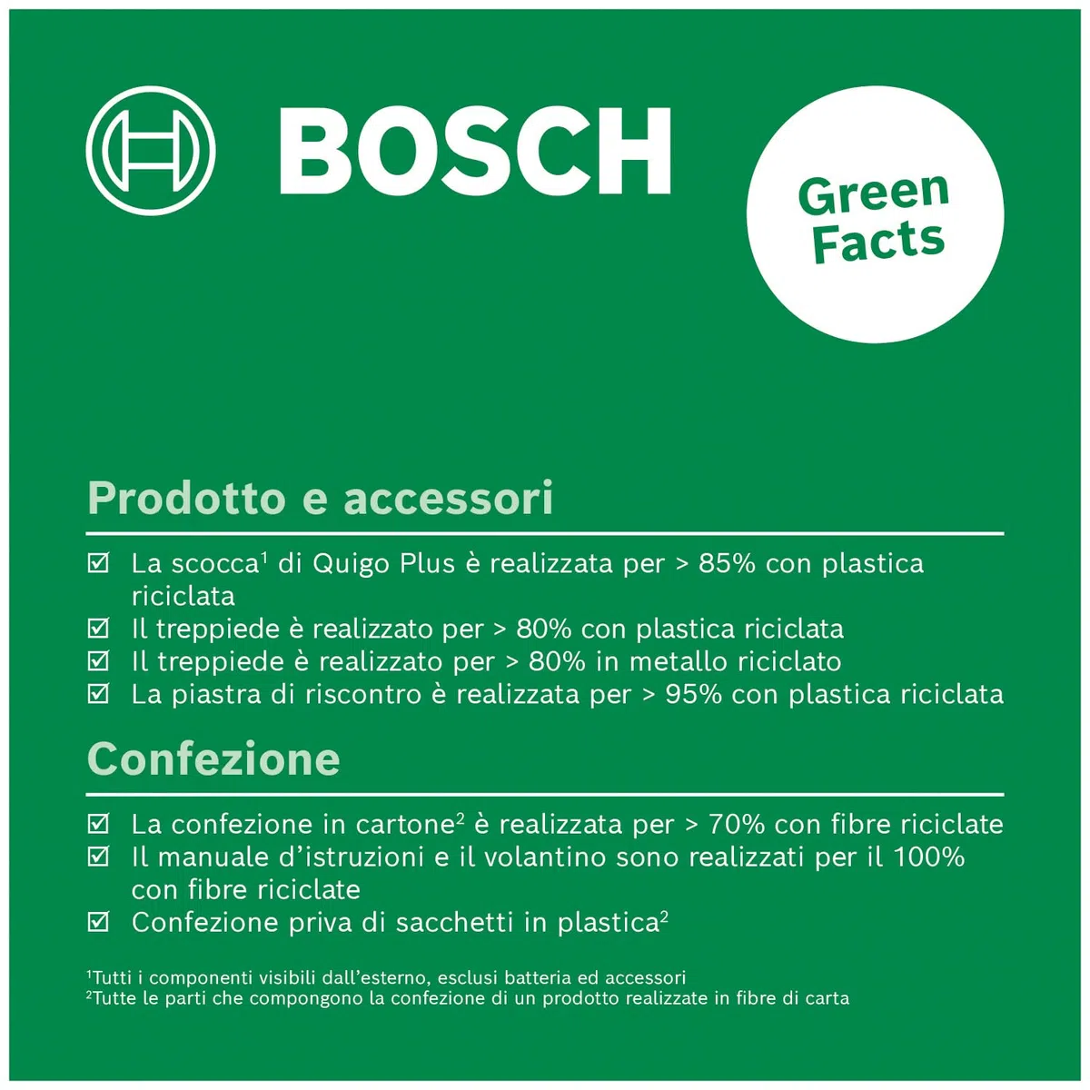 Bosch Home and Garden livella laser a croce Quigo Plus con treppiede allineamento semplice a distanze uguali e variabili grazie alle marcature sulle linee, in scatola di cartone E-Commerce
