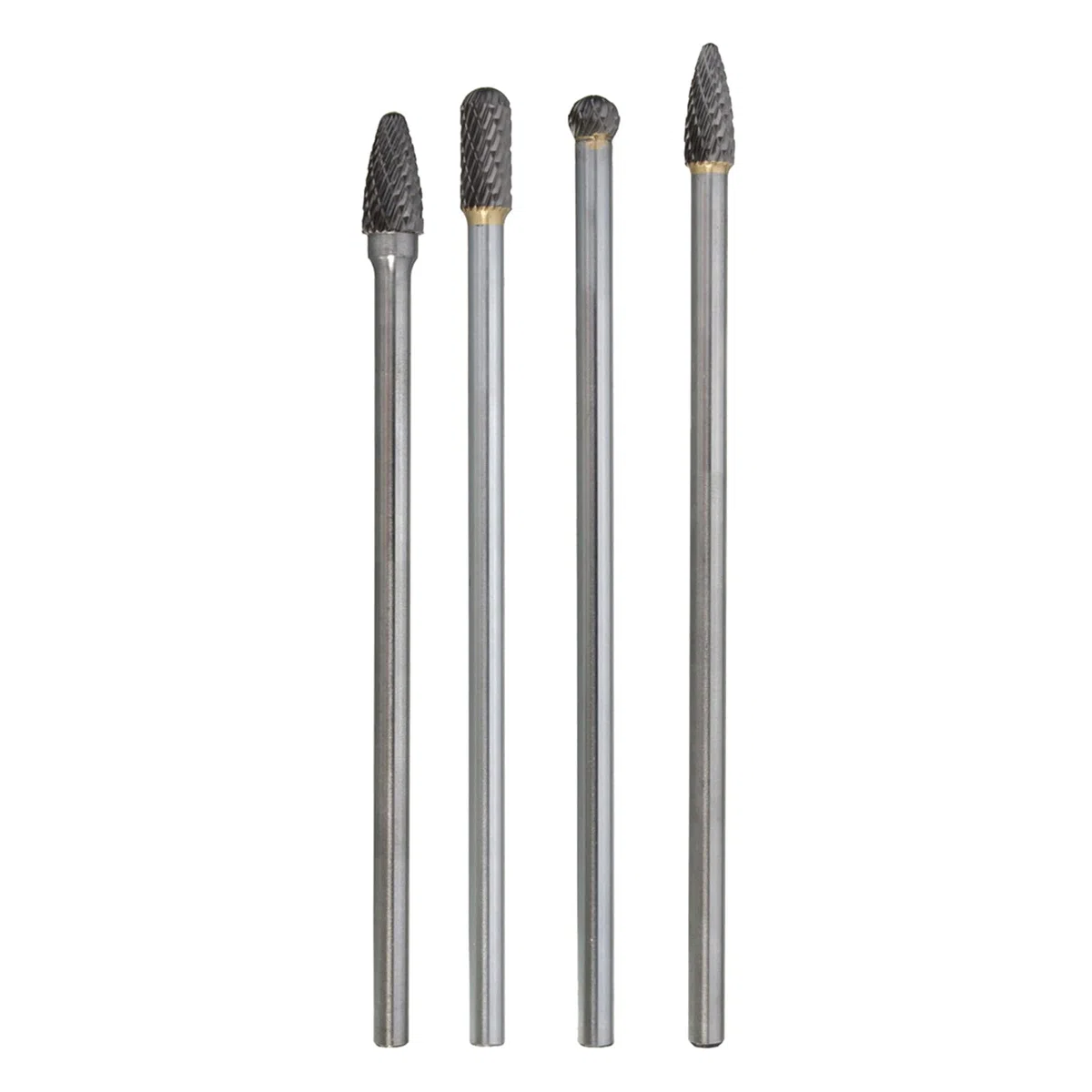 Set di 4 frese rotanti in carburo di tungsteno in acciaio solido da 5,9 pollici con codolo da 6 mm, adatto per utensili rotanti per la lavorazione del legno