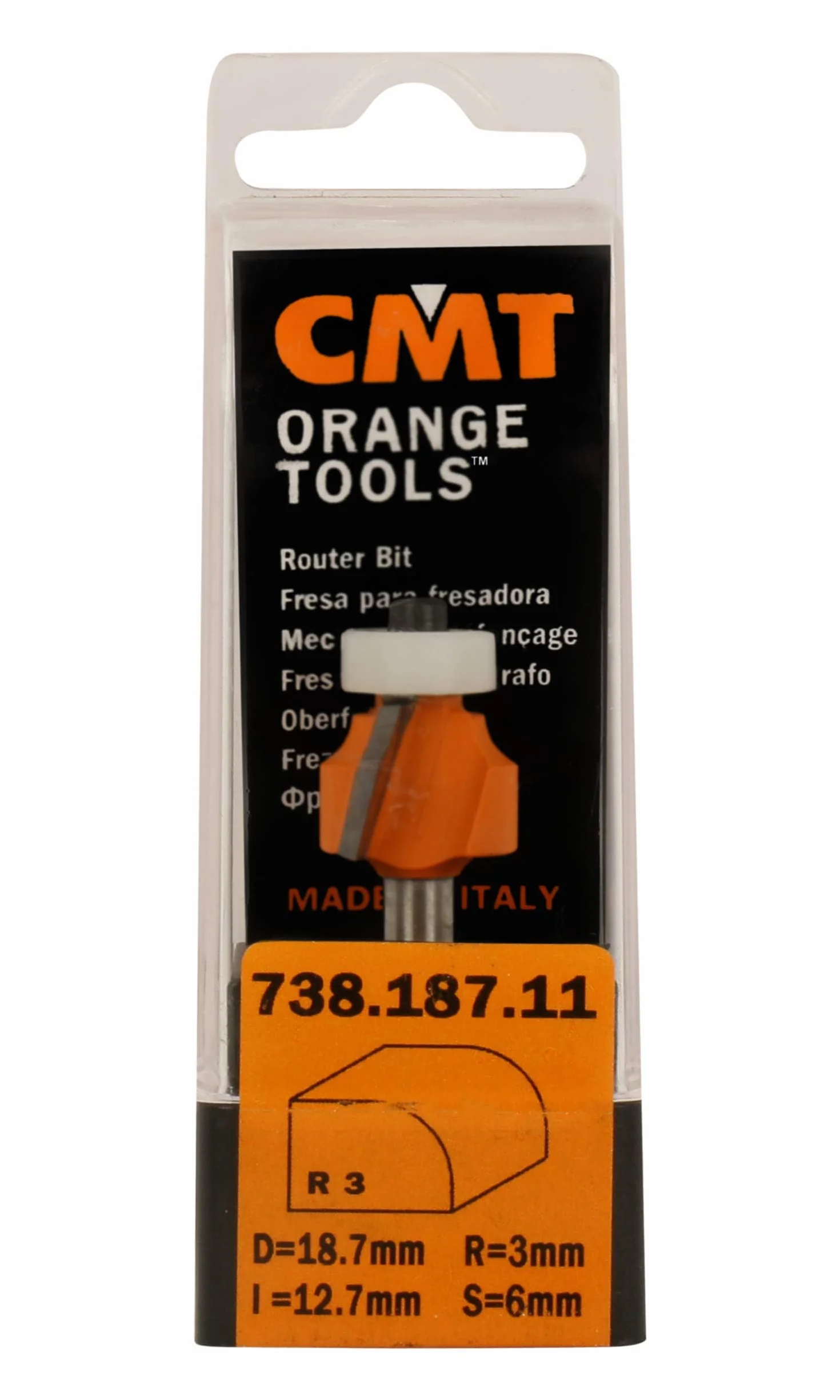 CMT 738.167.11 Fresa a Raggio Concavo, Arancione/Grigio