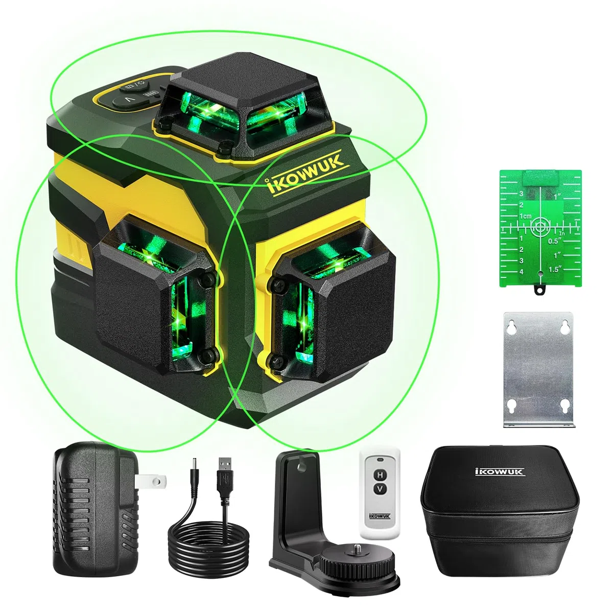 Livella Laser Autolivellante 3x360° Cross Livello Laser Verde Modulo Doppia Linea Verticale/Orizzontale, Laser 5200mAh Batteria al Litio e Staffa Girevole Magnetica,Telecomando