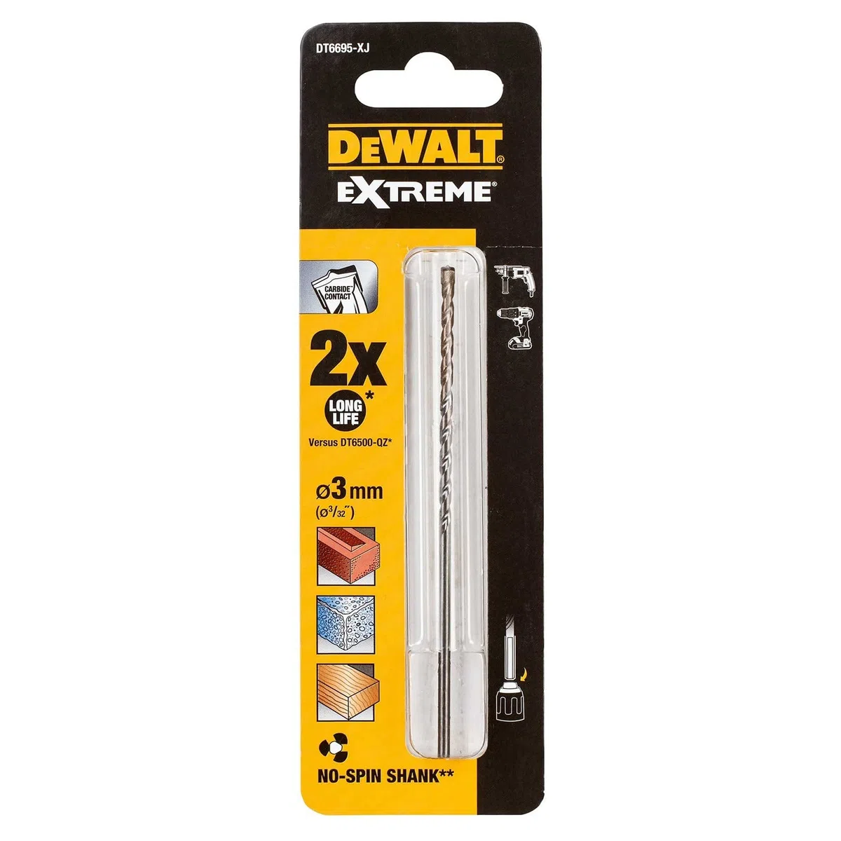 DEWALT Dt6695-Xj Punte Extreme Per Cemento, 3 X 110 Mm