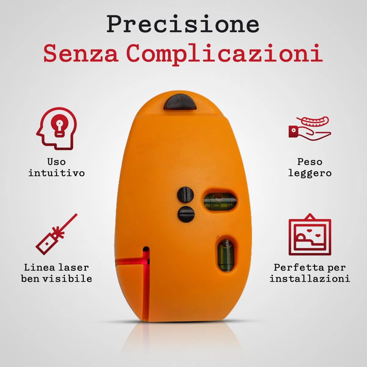 Metro Livella Laser Professionale con Doppia Bolla, Livella Multifunzione per Quadri, Mensole e Decorazioni, Livella a Bolla con Laser di Precisione per Casa, Ufficio e Fai da Te