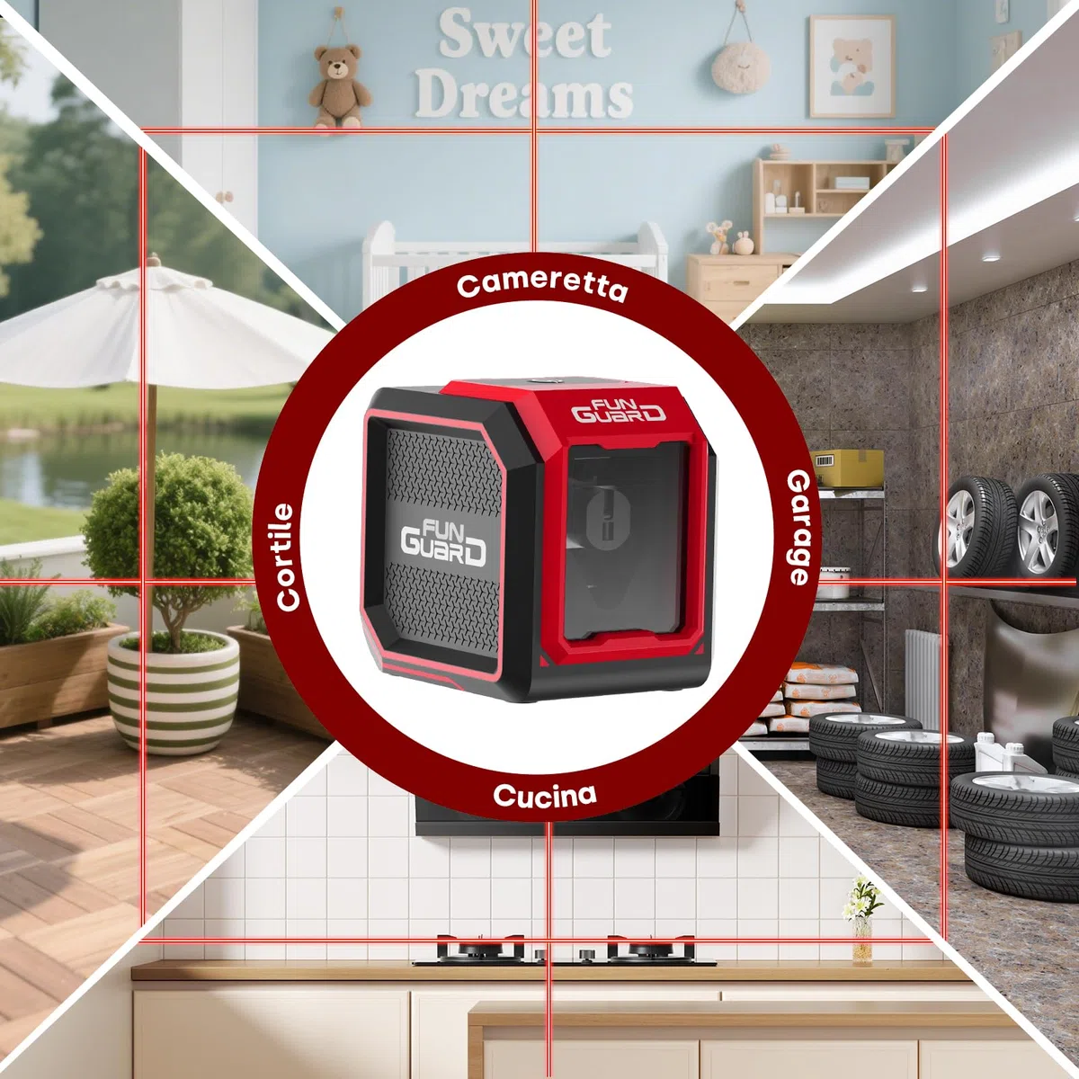 Livella Laser Autolivellante, 20M Rosso Livello Laser Orizzontale e Verticale, 2 x Batteria AA, IP54 per Cantieri, Decorazione per la casa, DIY, Portatile
