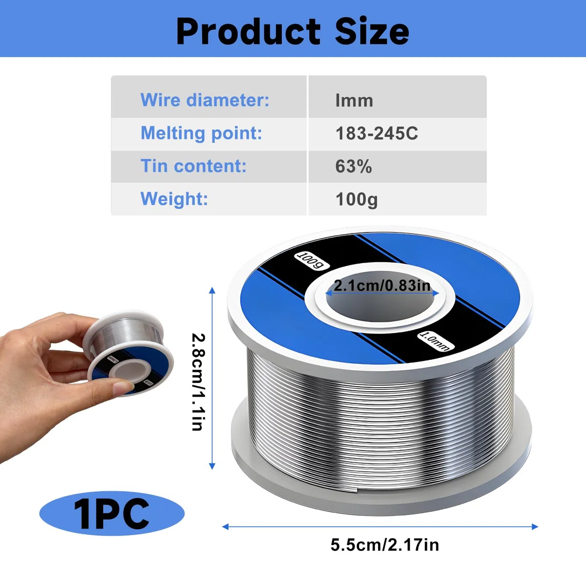 Stagno per Saldare 1mm 100g, Filo di Saldatura 60/40 con Flussante a Basso Punto di Fusione, Rocchetto Stagno Elettronica Professionale per Riparazione Circuiti e Fai da Te, Saldature Lucide
