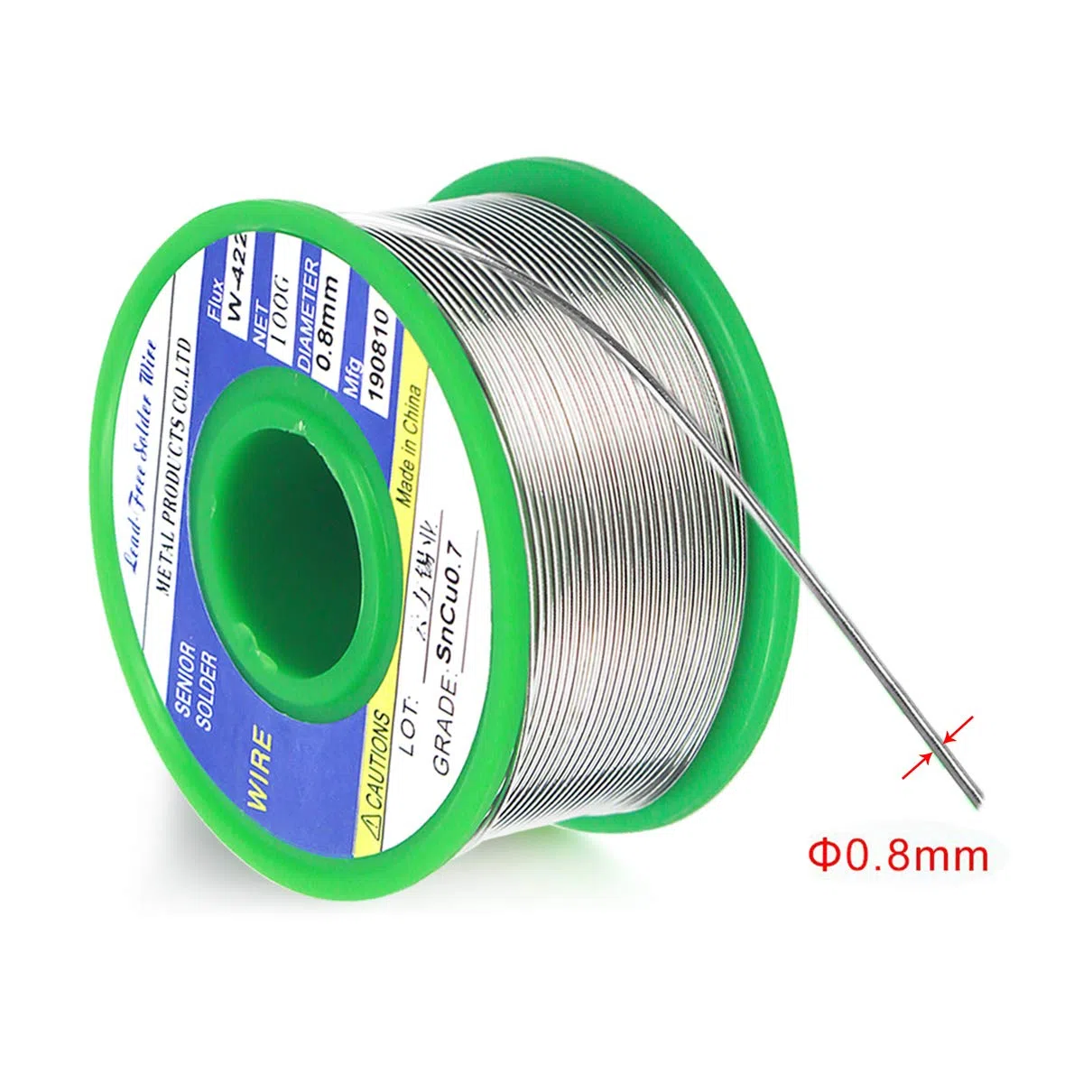 Filo di Saldatura Senza Piombo 0,8 mm, Stagno per Saldare con Anima di Colofonia 100g, Filo per Saldatura Elettrica Sn 99,3% Cu 0,7%, Filo Stagno per Lavori di Saldatura Elettronica